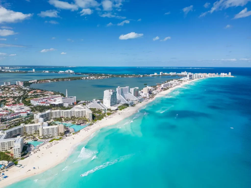 Aerial view of Cancun